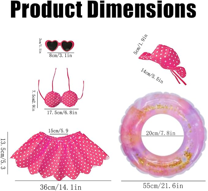 Hawaiian Porch Goose Outfit with Sunglasses & Wreath, Goose Summer Outfit Porch Goose Bikini Clothes Costume Fits 23" Geese Statue, Summer Garden Lawn Patio Yard Outdoor Decor (Summer style-Pink)