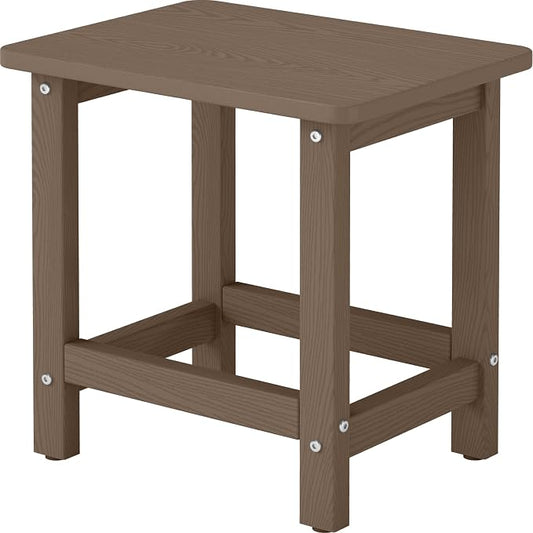 Weatherproof Outdoor Side Table, HDPE Small Outdoor Table for Adirondack, 16.6-Inch Patio Square End Tables for Garden, Backyard, Porch, Deck, Balcony, Poolside (Brown)