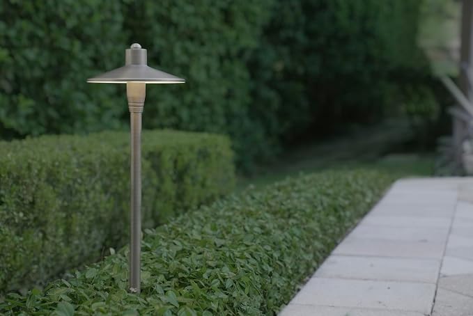 G2 12V Brass Path Light (24"" Tall) & 3W 2700K G4 LED Bulb | Low Voltage, 300 Lumens of Warm White Light, Illuminates 12-Foot Diameter Area, Ideal for Walkway Garden Patio or Driveway