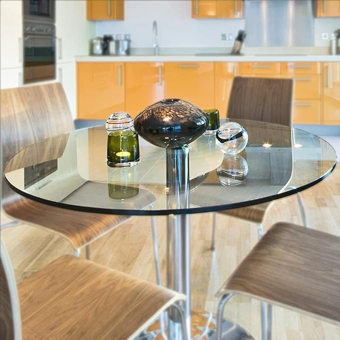 54 Inch Round Tempered Glass Table Top Flat Polished Edge1/4” Thick Round Glass Table Top–Heavy Duty, Dining, Coffee, and Office Tables by Fab Glass and Mirror