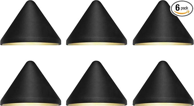 Low Voltage 9-15V AC/DC 2W LED Deck Lights, Triangle Landscape Post Fence Light, for Wet Location, Die-cast Aluminum, Accent Lighting Fixtures with Black Powder Coated Finish 6 Pack