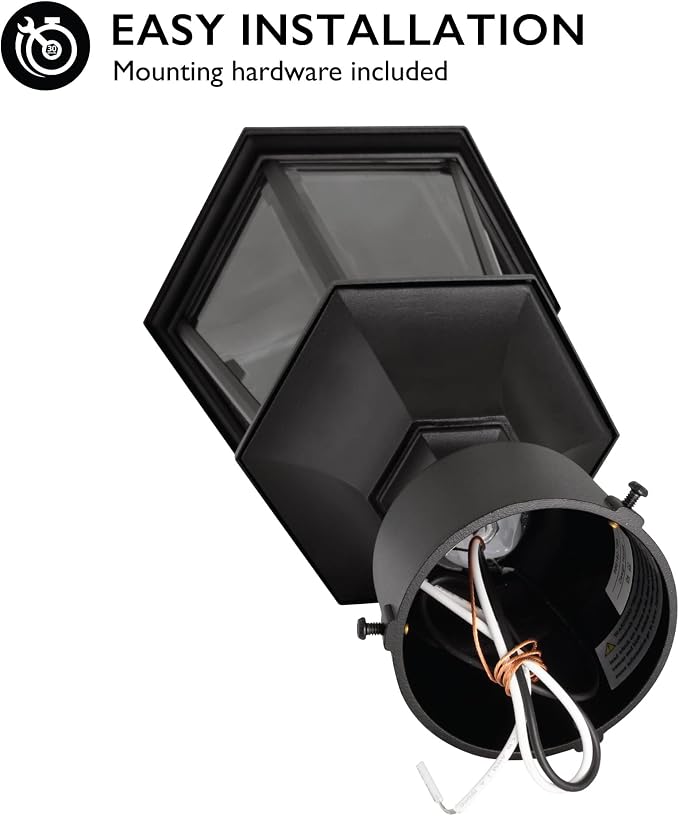 Design House Oak Creek Outdoor Light and Pier Base Bundle – Traditional Clear Glass – for Driveways, Yards, Patios and Porches, Textured Black, 589861 | Post Mount, Traditional, Steel, 2-Piece, Lighting, 589861