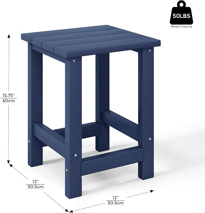 Costaelm Kids Outdoor End Table, Small Patio Table, Outdoor Side Table Porch Table Adirondack Patio Side Table for Outside, Pool, Porch, Garden, Navy Blue