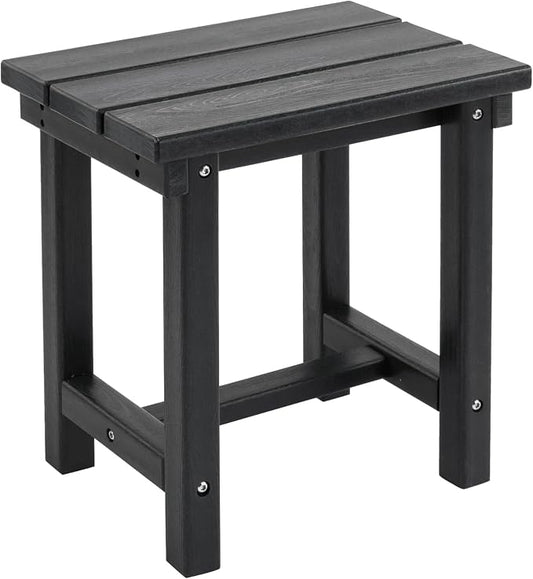 Furnimart Adirondack 16.5" Square Outdoor Side Table, Extra-Thick HDPE Weather-Resistant Small Patio Table, Black Outdoor End Table for Garden Balcony Yard Deck Poolside(Black)