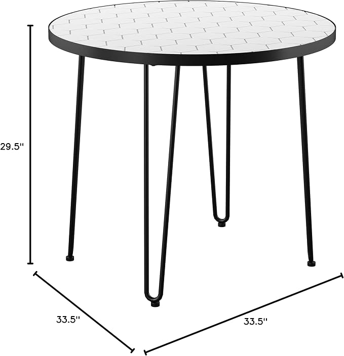 SEI Outdoor Patio Furniture - Watkindale Outdoor Bistro Table - Transitional Design White Metal - Ideal for Patio, Backyard (OD1172427)