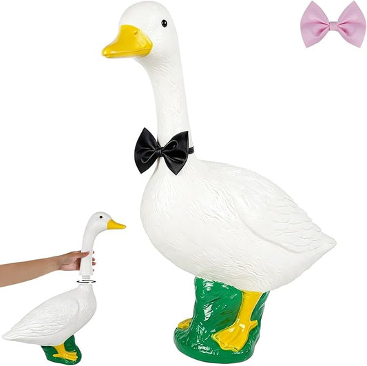 23 Inch White Large Goose Garden Statue, Plastic Geese Figurine with Posable Adjustable Neck Design, Weatherproof for Yard Art Lawn Patio Porch Farmhouse Indoor Outdoor Home Decor