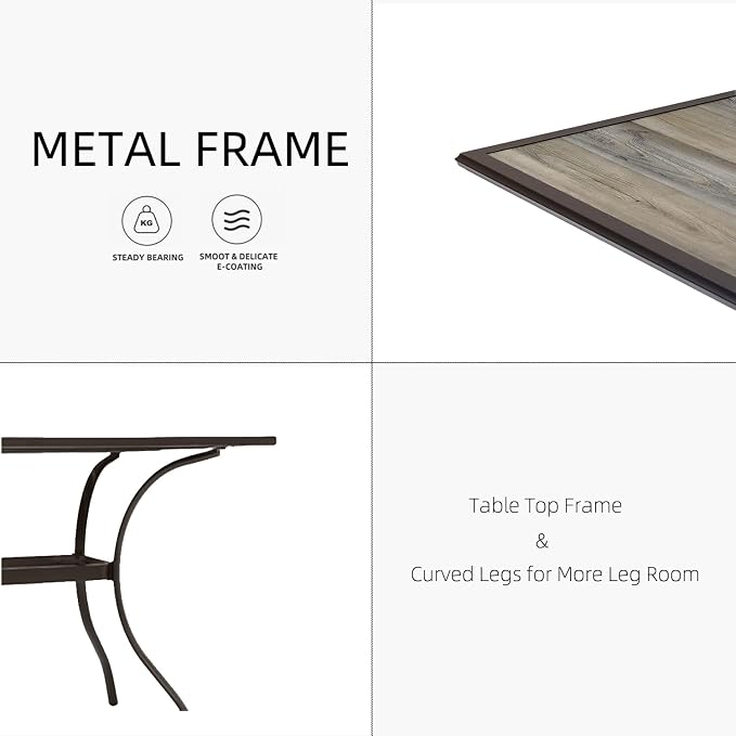 37" Outdoor Patio Table,Square Patio Dining Table with Laminated Top & 1.6" Umbrella Hole,Brown Frame