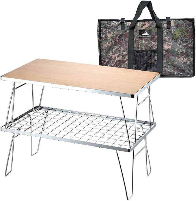 Outdoor Multi-Layer Folding Table Portable Bamboo Wooden Table Multiple Folding Tables are Stacked to Form A Storage Rack Which is Very Suitable for Outdoor and Family Use (D)