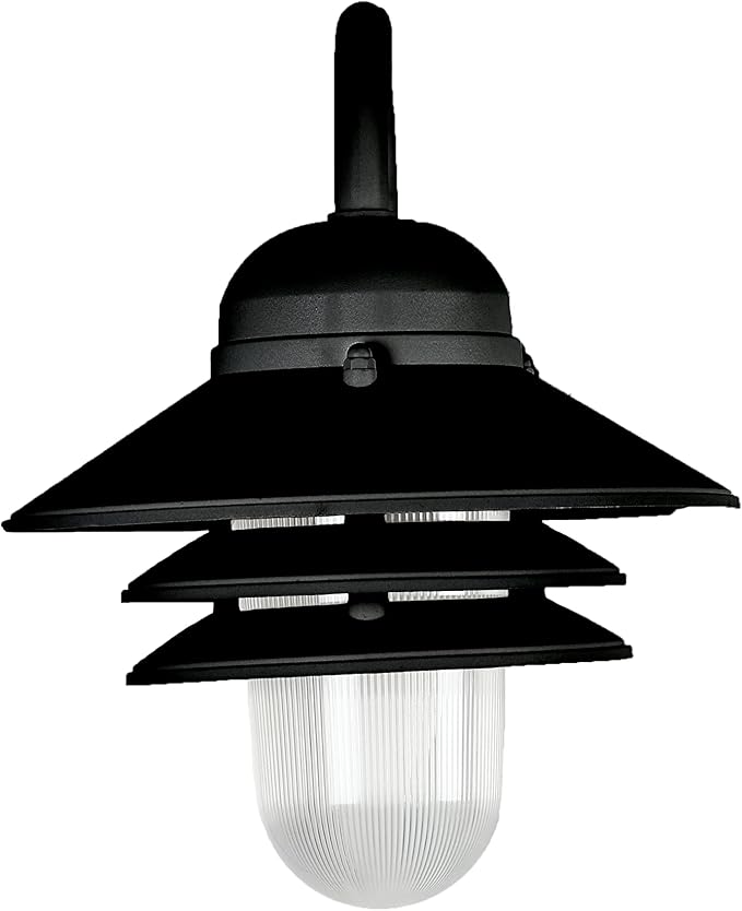 Sunlite 41370-SU Nautical Style Outdoor Wall Fixture, Medium Base Socket (E26), Weatherproof Polycarbonate, Prismatic Acrylic Lens, UL Listed, Black