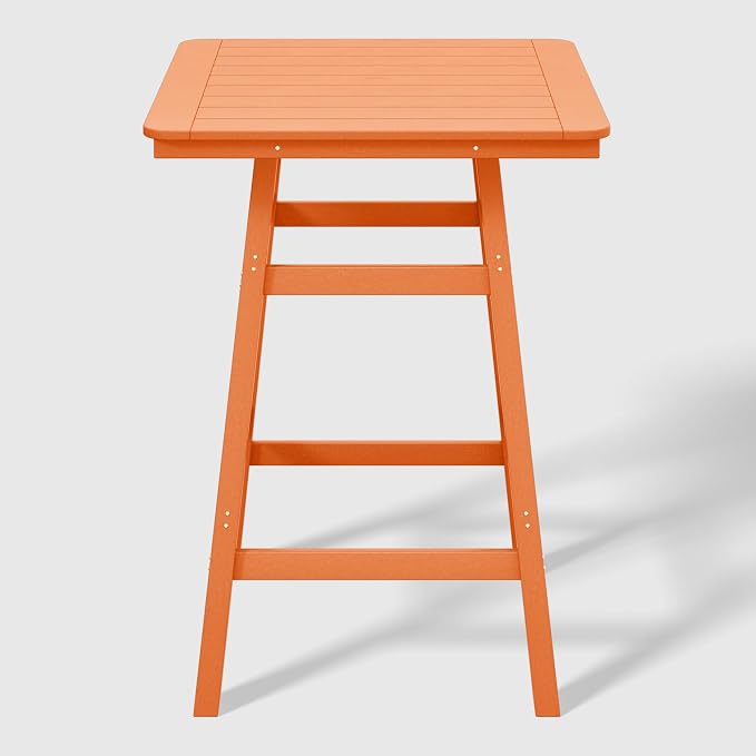 WestinTrends Malibu Square Outdoor Patio Bistro Bar Table with Umbrella Hole 42" Tall, Orange