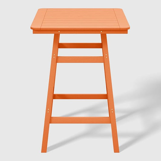 WestinTrends Malibu Square Outdoor Patio Bistro Bar Table with Umbrella Hole 42" Tall, Orange