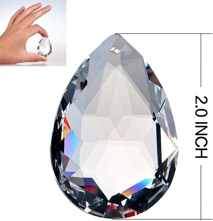 10 Pcs 50mm Clear Crystal Teardrop Pendants Chandelier Parts | Clear Crystal Teardrop Prisms Pendants 50mm Chandelier Replacement Parts Suncatcher for Lamp Window Wedding Garden DIY Decor