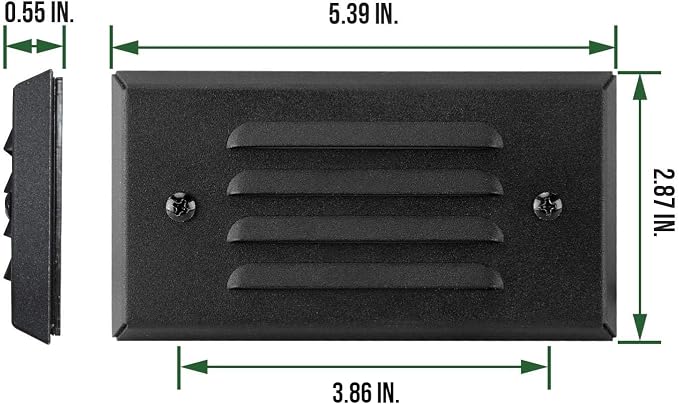 12V 3W Surface Mount Low Voltage LED Step Light with Horizontal Louver Faceplate for Steps Decks Pathway Yard Stairs Fences, IP65 Rated for Outdoor Waterproof, Ideal for Wet Locations (4 Packs)