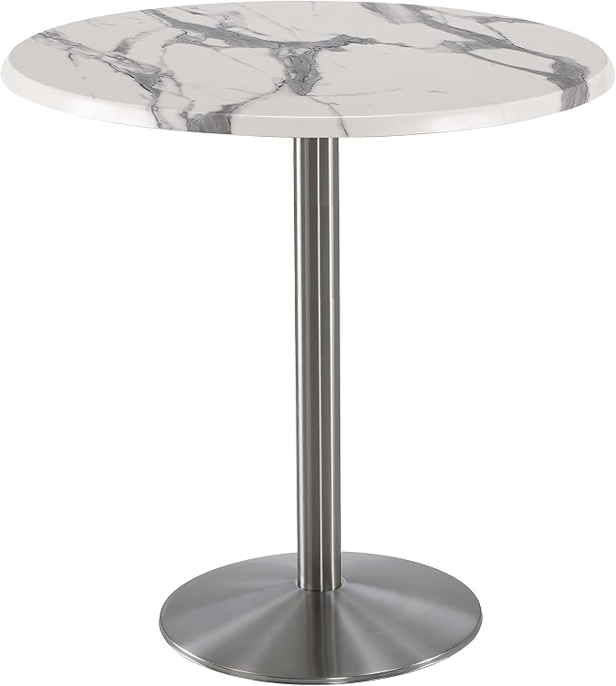 Holland Bar Stool Co. 42" Tall OD214 Indoor/Outdoor All-Season Table with 36" Diameter White Marble Top