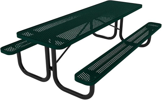 COATEDOUTDOORFURNITURE T8-P-DGRN Heavy Duty Rectangular Portable Picnic Table, 8 Ft, Dark Green, Made in America