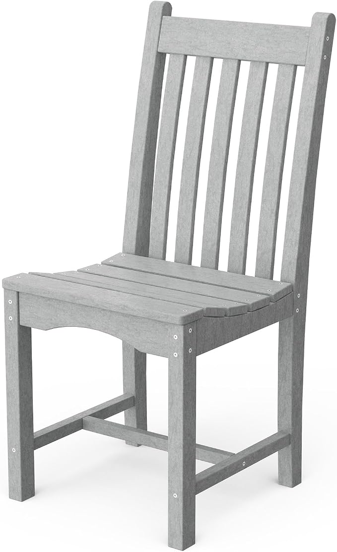 Wildridge Classic 7-Piece 44"x84" Dining Set, Light Gray - Outdoor Weather Resistant Recycled Plastic Furniture for Patio