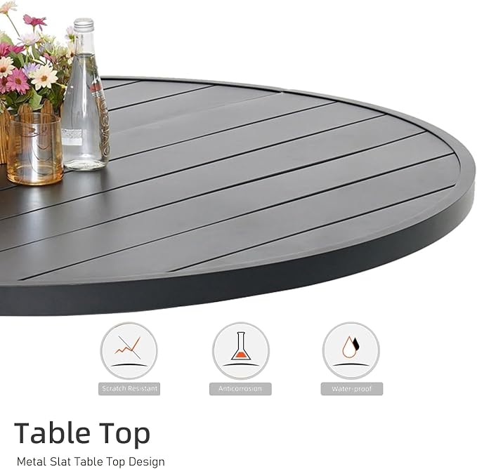 Outdoor Dining Table with 4-Piece Stackable Chairs,41" Round Patio Table with Adjustable Umbrella Hole,Stable Patio Dining Set for Home or Outside