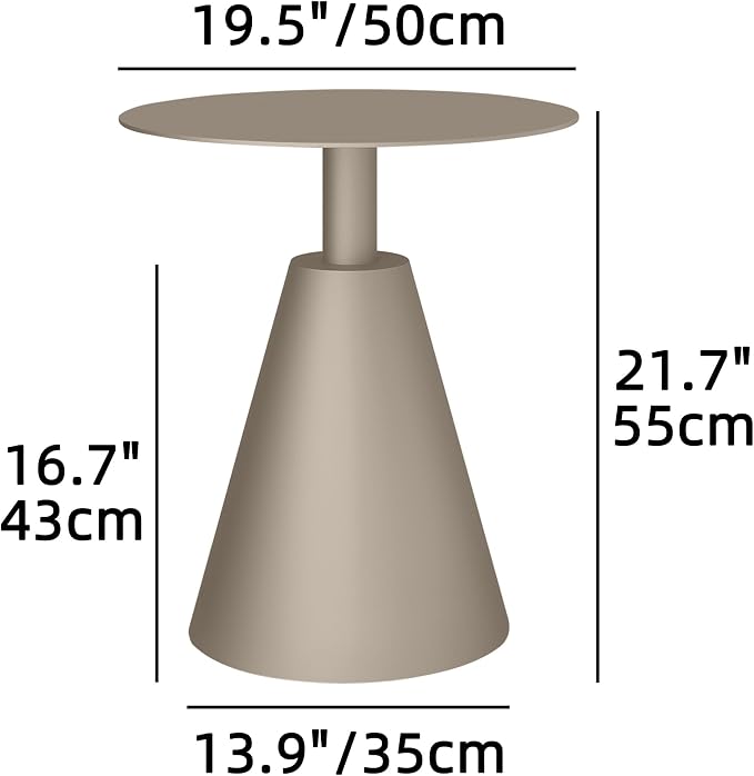 19.5" Round Outdoor Coffee Table, Weather-Resistant Aluminum Side Table for Patio, Balcony, Garden & Bedroom, Champagne