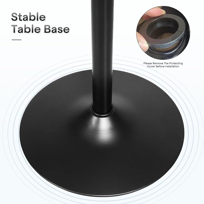 Athena Collection Bar Table Modern Round Cocktail Table Height Adjustable, Tall Bistro Pub Table with Sturdy Base, Suitable for Home, Kitchen, Pub, Restaurant, Silver