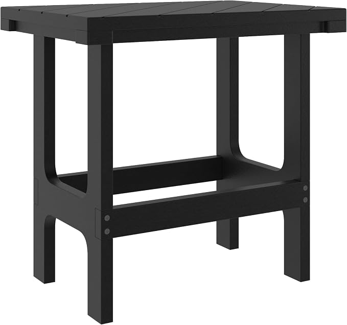 Outdoor Side Table, Black – Durable Recycled Plastic Table, All-Weather