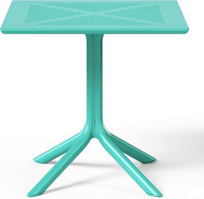 WestinTrends Playa 31.5" Square Plastic Outdoor Patio Dining Table for 4, Turquoise