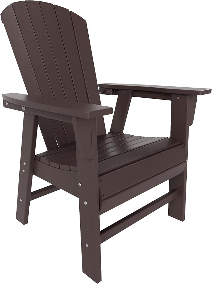 WestinTrends Dylan Adirondack Patio Dining Set for 6, All Weather Poly Lumber Outdoor Table and Chairs Set of 4, 71" Trestle Table and Adirondack Dining Chair with Dining Bench, Dark Brown