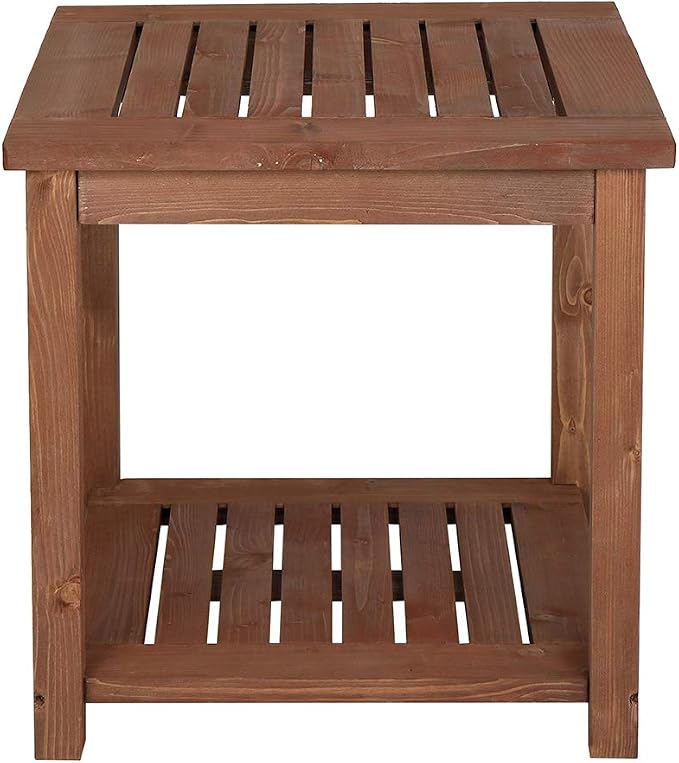 Outdoor Adirondack Side Table Weather Resistant, Patio Rectangular End Table or Patio, Garden, Porch and Indoor, Brown