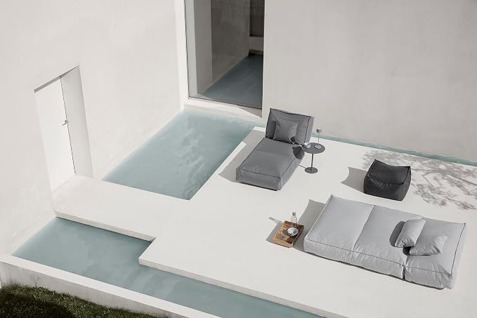 Blomus Stay Outdoor Side Table, Wide 50x35cm / 19.7x13.8in, Warm Grey