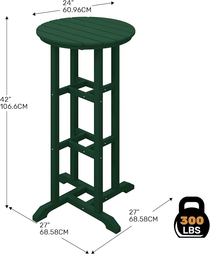 Costaelm Outdoor Bar Table, 42" Counter Height Round Patio Cocktail Bar Table, Patio Bar Table Bistro Dining Table Pub Table for Front Porch Deck, Backyard, Garden, Dark Green