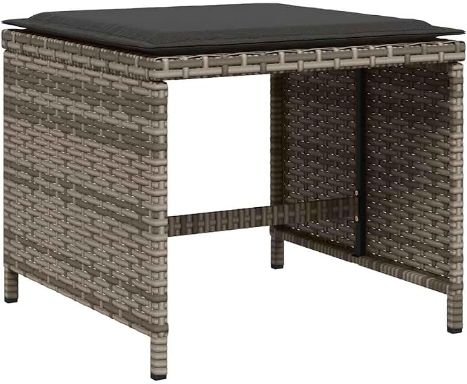 10-Seater Garden Dining Set, Rectangular Patio Table with 6 Chairs and 4 Stools, Outdoor Rattan Furniture for Backyard, Deck, and Terrace, Grey