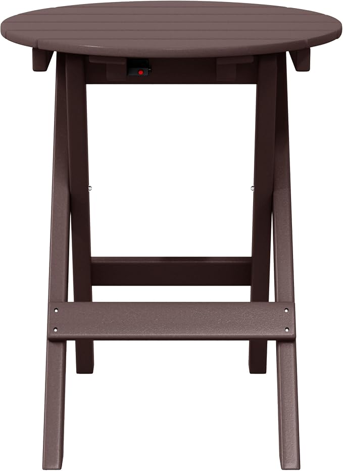 WestinTrends Malibu HDPE Outdoor 24.5 Inch Round Portable Folding Patio Dining Table, Dark Brown
