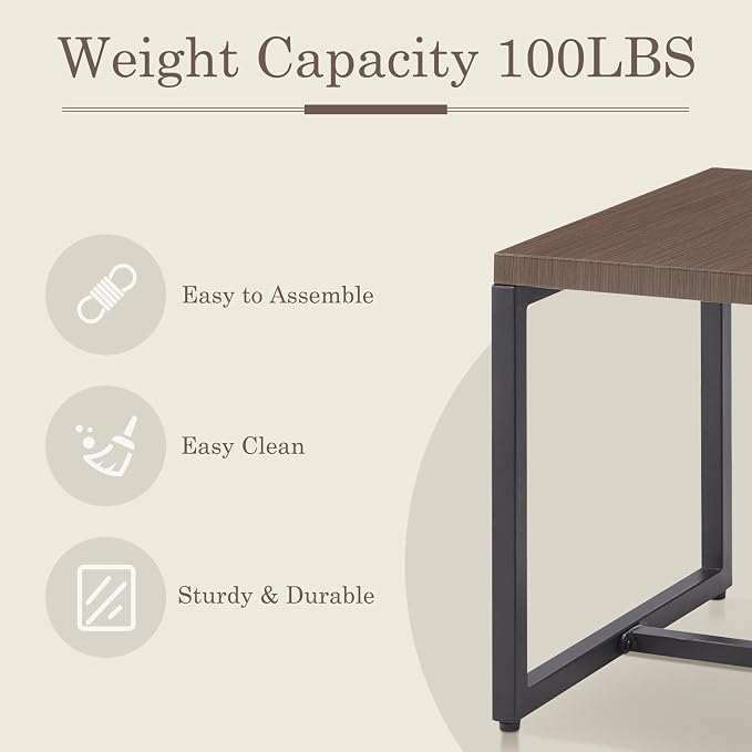 Belord Small Outdoor Side Table: 50 Lbs Weight Capacity Square Metal Patio Side Table with Anti-Rust Frame, Modern Outdoor End Table Furniture - Brown