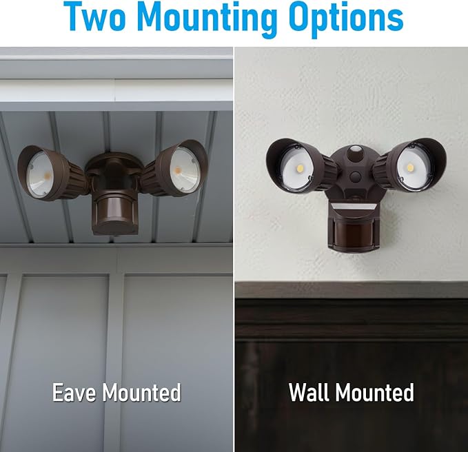 LEONLITE Motion Sensor Security Lights Dusk to Dawn IP65 5000K Bronze | COB LED Motion Detector Flood Light Outdoor, 100-277V, ETL Listed, Adjustable Heads, Aluminum, Waterproof, Daylight