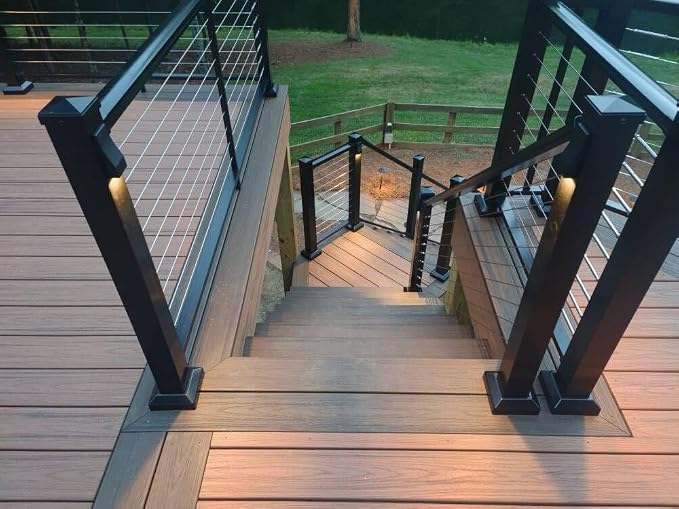 Low Voltage Deck Lights, Sleek LED Wedge Post Rail Light, Outdoor Landscape Fence Lighting, 2W 3000K, Die-cast Aluminum Powder Coated Black, UL Listed, 6-Pack