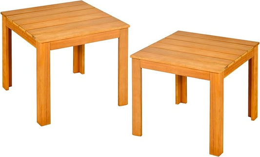Tangkula Outdoor Square Side Table, Oversize Adirondack End Table, Acacia Wood Frame w/Oil Finished, All-Weather, Indoor Outdoor Patio Poolside Use, Weight Capacity 220lbs, 18 x 18 x 16 Inch