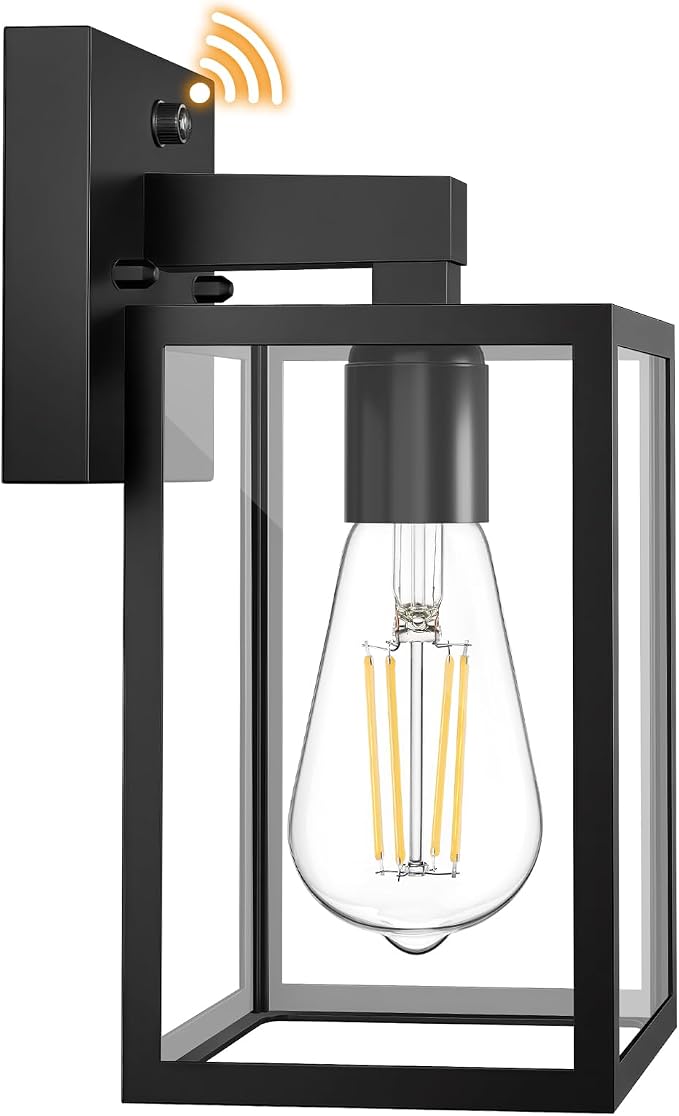 Dusk to Dawn Outdoor Wall Light Fixture Waterproof Black 1 Pack | Waterproof Wall Mount Lantern Exterior Porch Wall Light Weatherproof Wide Outdoor Use Doorway Garage Yard