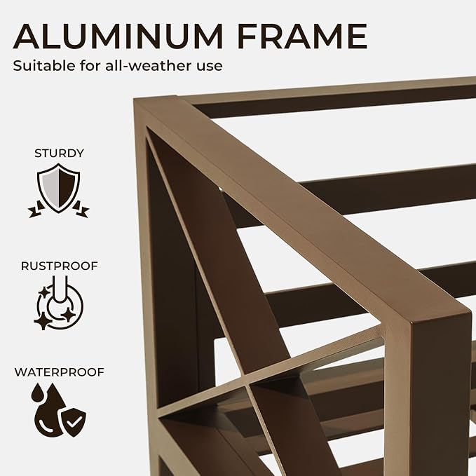 Outdoor Sectional Sofa Set 6 Seat Patio Conversation Set with Cushions, Aluminum Patio Furniture for Backyard Deck Garden Seating