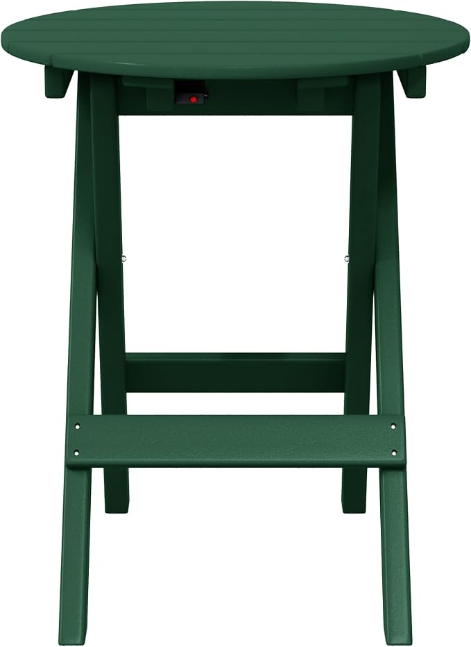 WestinTrends Malibu HDPE Outdoor 24.5 Inch Round Portable Folding Patio Dining Table, Dark Green