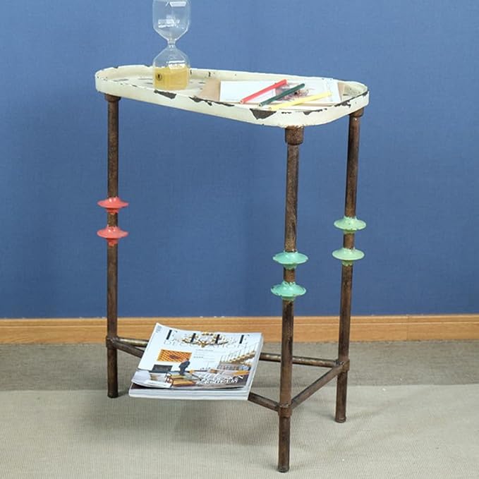 Rustic Farmhouse End Table,Distressed Patio Side Table Metal Outdoor Table for Garden,Balcony,Yard or Lawn (Table A)