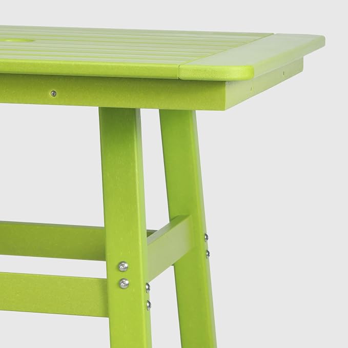WestinTrends Malibu Square Outdoor Patio Counter High Bistro Bar Table with Umbrella Hole 37" Tall, Lime