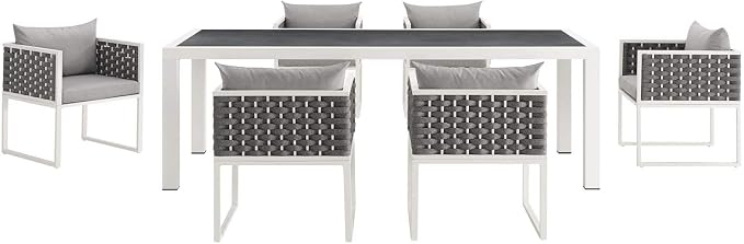 Modway Stance Outdoor Patio Woven Rope 7-Piece Dining Furniture Set