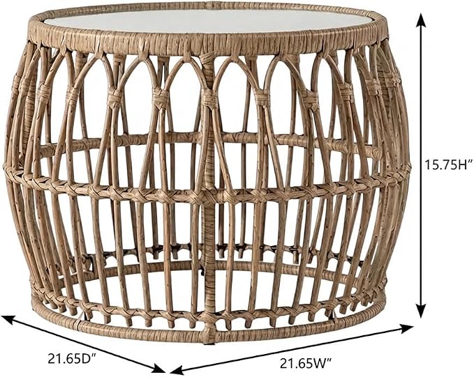 Brown Serene Wicker Outdoor Coffee Table with Durable Material, Stylish Design, Perfect for Patio, Garden Spaces