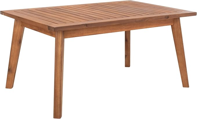 SAFAVIEH Outdoor Collection Castalia Natural Acacia Wood/Beige Cushion 4-Piece Conversation Patio Set