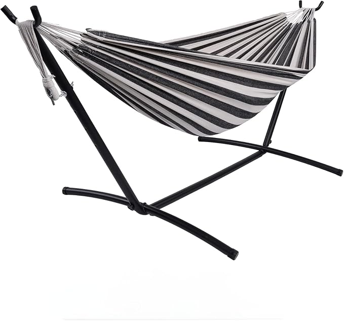 2-Person Hammock with Stand for Outside, Portable Heavy Duty Hammock | Space Saving Steel Stand, 450lb Capacity for Garden, Backyard or Patio