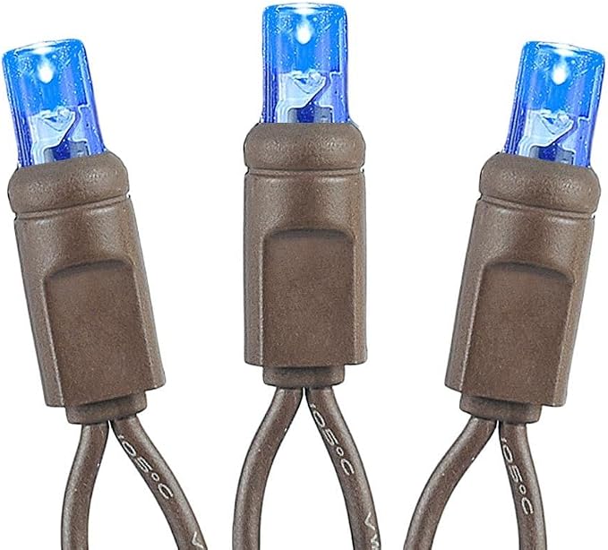 Novelty Lights 34ft 100 LED Blue Christmas String Lights, Brown Wire