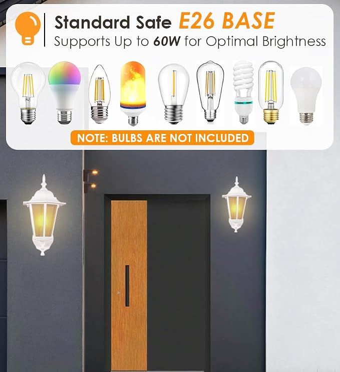 GRUENLICH Outdoor Wall Light Fixture, Rustproof Aluminum, Glass | Exterior Porch Light Wall Sconce Lantern for House, Patio, Garage, Waterproof, E26 Socket 60W Max, White, 1 Pack
