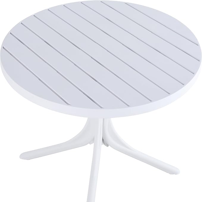 Summer 36 Inch Round White Plastic Table, Indoor/Outdoor Dining & Coffee Table, Lightweight & Foldable All-Weather Patio Table for Garden, Courtyard, Camping, Easy Assembly