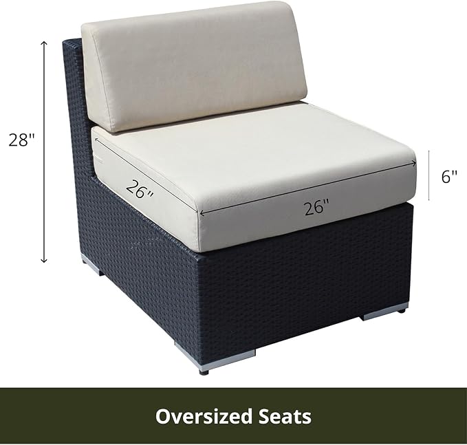Fully Assembled 11 Piece Aluminum Wicker Outdoor Patio Furniture with Sunbrella Taupe 6-inch All-Weather Rainshield Cushions, Oversized Seats and 42-inch Fire Table