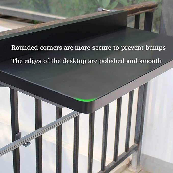 Adjustable Folding Balcony Bar Table, 5 Heights, Aluminum & Stainless Steel, White, 120x40cm, Outdoor Patio Side Table, Space-Saving Design Black 80 * 40cm