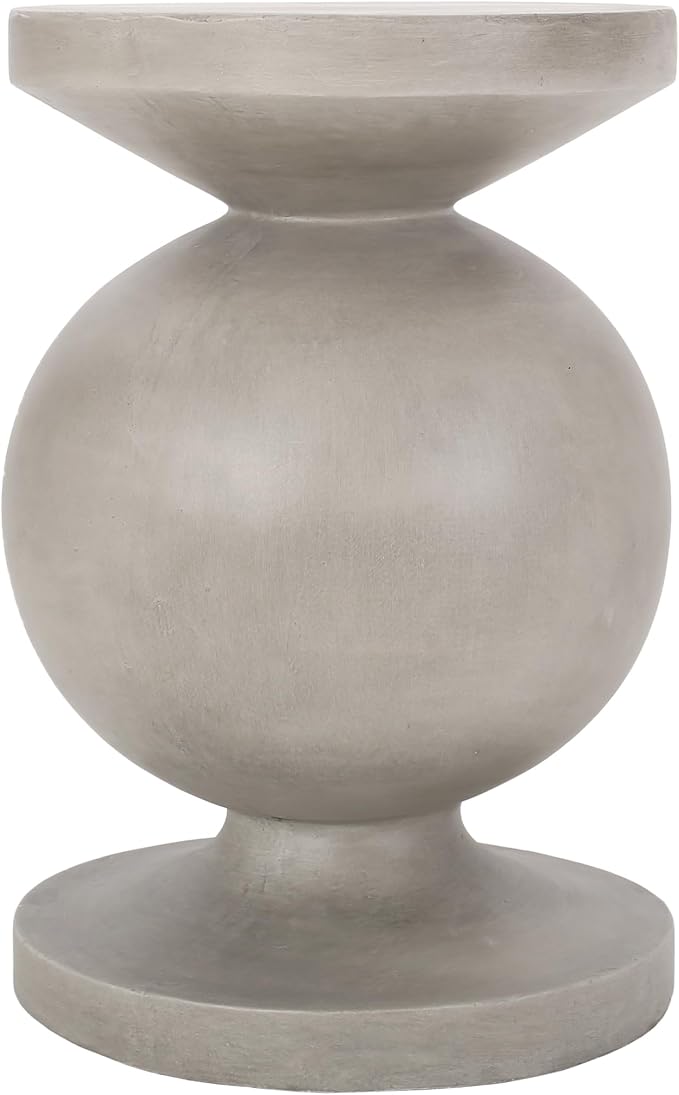 Outdoor Side Table 17.25" Geometric Shape Lightweight Concrete-Look Outdoor Indoor Accent Table Decorative Garden Stools, for Patio Porch Living Room, Grey